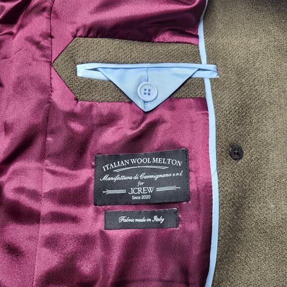 J Crew Petite Palais Double Breasted Topcoat Italian Wool Coat Jacket Green 2P - Picture 7 of 9